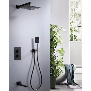 Душевая система ALMAes Weber TVZ-0808 Черная матовая — фото 1, Встраиваемые душевые комплекты