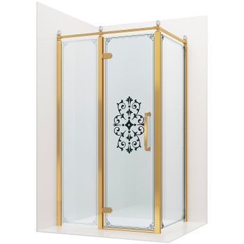 Душевой уголок Ambassador Royal 120x80 18015310-L профиль Золото стекло прозрачное с рисунком — фото 1, Прямоугольные душевые уголки