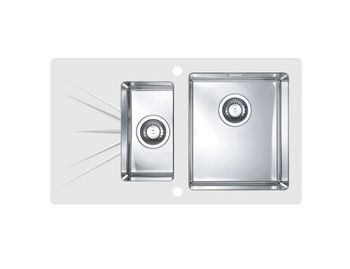 Мойка для кухни KARAT 20 белый 860X500 1+1/2 левая в комплекте с сифоном 1092272, — фото 1, Кухонные мойки