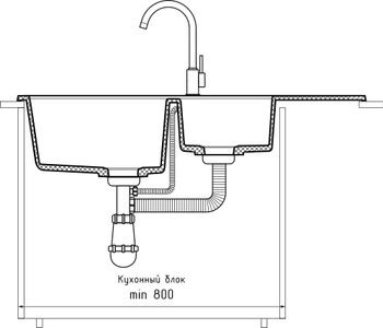 GRANFEST Мойка PRACTIK 980KL 2 чаши+крыло 980*510мм иней арт.GF- — фото 4, Кухонные мойки