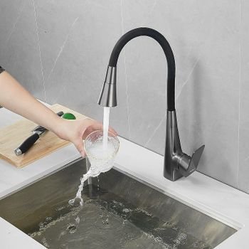 Смеситель для кухни Haiba HB73823-3 Оружейная сталь Черный — фото 4, Смесители для кухни