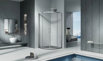 Душевой уголок Good Door Cofe R-80-C-CH 80x80 КФ00021 профиль Хром стекло прозрачное — фото 3, Душевые уголки четверть круга