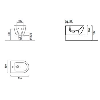 Биде GSI Pura 8865126 подвесное Ardesia opaco — фото 2, Биде подвесные
