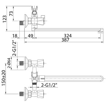 Смеситель для ванны Milardo Tring TRISBL2M10 универсальный Хром — фото 2, Смеситель для ванны
