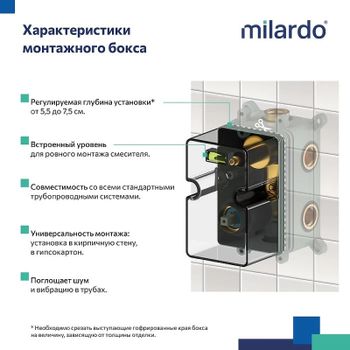 Душевая система Milardo Rora RORSB02M67 Хром — фото 5, Встраиваемые душевые комплекты