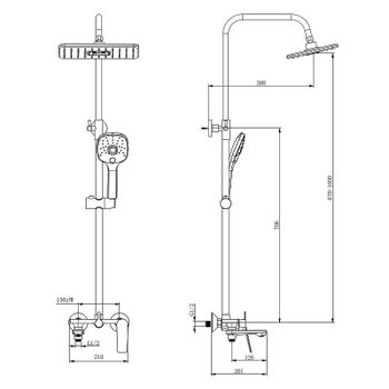 Душевая система Belz B533-7 B24533-7 Черная — фото 2, Душевые стойки