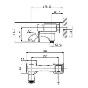 Смеситель для ванны Caprigo Diamante 50-010-crm Хром — фото 2, Смеситель для ванны