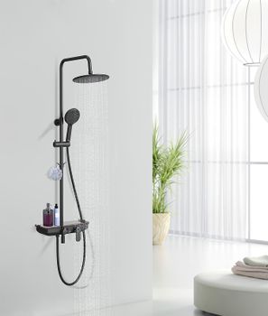 Душевая система Lemark Tropic LM7012BL Черная матовая — фото 3, Душевые стойки