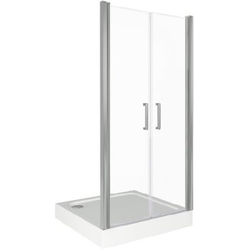 Душевая дверь в нишу Good Door Fantasy SD-80-C-CH 80 профиль Хром стекло прозрачное — фото 1, Распашные душевые двери