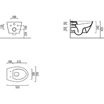 Унитаз GSI Modo 981609 подвесной Белый матовый без сиденья — фото 3, Подвесные унитазы