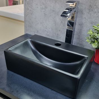 Раковина CeramaLux 36 9135-1MB Черная матовая — фото 1, Мини-раковины