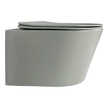 Унитаз подвесной безободковый AQUATEK ВЕГА AQ1905-MG 525*360*320мм, матовый серый, тонкое сиденье с  — фото 7, Подвесные унитазы