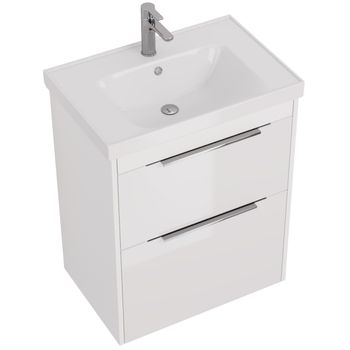 Тумба PRIME, 70 см, подвесная/напольная, 2 ящика, белый глянец — фото 5, Тумбы под раковину