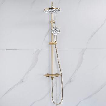 Душевая система Rose R39G R3936G Золото матовое — фото 14, Душевые стойки