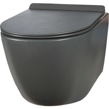 Унитаз Creto Logan L1 1001-003-L1GMAT подвесной Серый матовый с сиденьем Микролифт — фото 1, Подвесные унитазы