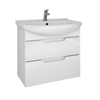 Тумба LAGUNA PLUS, 65 см, подвесная/напольная, 2 ящика, с опорами, белый глянец — фото 12, Тумбы под раковину