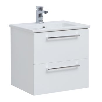 Тумба GIO, 60 см, подвесная, 2 ящика, белый глянец — фото 4, Тумбы под раковину