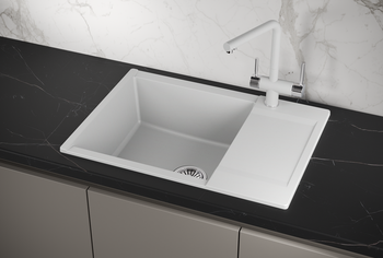 Granula-ES-7003, АРКТИК (БЕЛЫЙ), кухонная мойка, кварц, ESTETICA — фото 1, Кухонные мойки