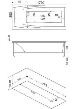Акриловая ванна Bas Эвита 180x85 В 00043 без гидромассажа — фото 3, Акриловые ванны