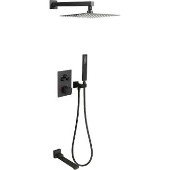 Душевая система ALMAes Khabur TVZ-0897 с термостатом Черная матовая — фото 1, Встраиваемые душевые комплекты