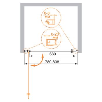 Душевая дверь CEZARES ELENA-W-B-1-80-P-Cr-L — фото 3, Душевые двери в нишу