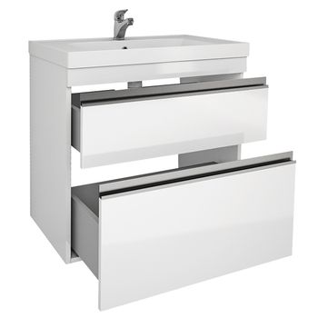 Тумба GRACE PLUS, 70 см, подвесная/напольная, 2 ящика, с опорами, белый глянец — фото 2, Тумбы под раковину