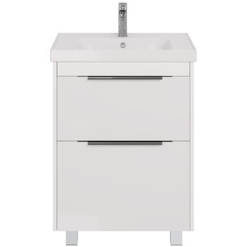 Тумба PRIME, 70 см, подвесная/напольная, 2 ящика, белый глянец — фото 2, Тумбы под раковину