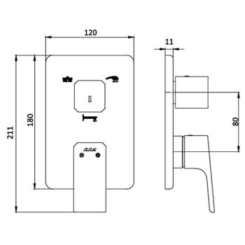 Смеситель для душа E.C.A. Tiera 102167305C1EX-K Черный матовый — фото 2, Смеситель для душа