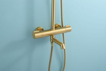 Душевая система Raglo R20.26.03 с термостатом Золото матовое — фото 31, Душевые стойки