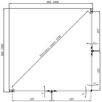 Душевой уголок Ambassador Diamond 100х100 12011110 профиль Хром стекло прозрачное — фото 2, Квадратные душевые уголки