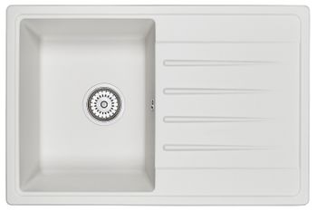 Granula-7602, БЕЛЫЙ, кухонная мойка, СтандАРТ кварц — фото 1, Кухонные мойки
