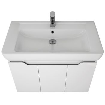 Тумба Q (D), 80 см, подвесная, 3 дверцы, белый глянец — фото 7, Тумбы под раковину