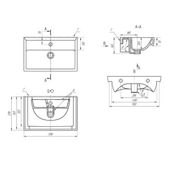 МИНИ 60-СК, 60 см, мебельный умывальник, керамический — фото 5, Мини-раковины