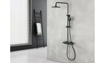 Душевая система Lemark Bronx LM3770BL с термостатом Черная — фото 3, Душевые стойки
