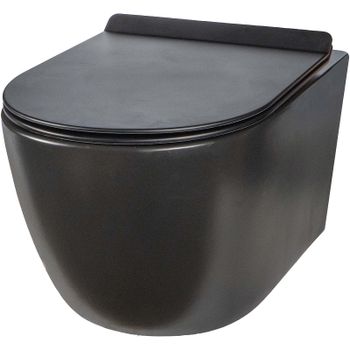 Унитаз Creto Logan L1 1001-002-L1BLMAT подвесной Черный матовый с сиденьем Микролифт — фото 1, Подвесные унитазы