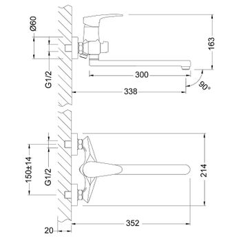 Смеситель для ванны Lemark Linara LM0451C универсальный Хром — фото 2, Смеситель для ванны