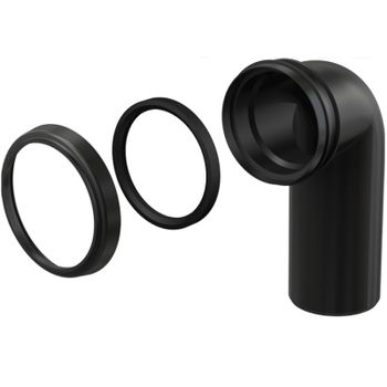 Колено выпускное для унитаза Alcaplast M908 Черное — фото 1, Гофры и отводы