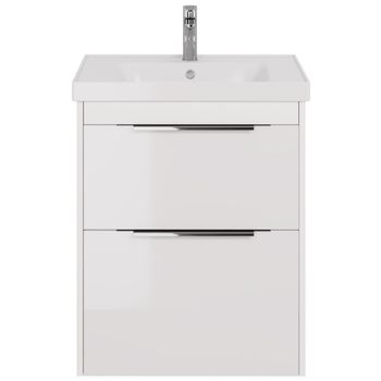 Тумба PRIME, 70 см, подвесная/напольная, 2 ящика, белый глянец — фото 9, Тумбы под раковину