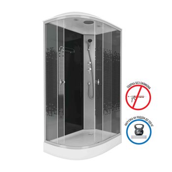 Душевая кабина Niagara Eco NG-4512-14R BLACK (120х80х215) низкий поддон(13см),стекло мозаика,3 места — фото 1, Душевые кабины