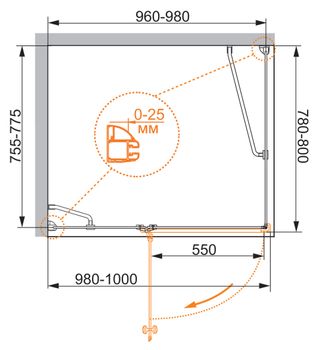 Душевой уголок CEZARES VERONA-W-AH-1-100/80-P-Cr-L — фото 2, Душевые уголки