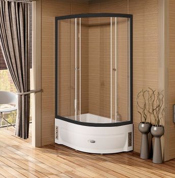 Душевой уголок Radomir Соул 2 120x80 L 1-03-6-1-0-0090 профиль Черный стекло прозрачное — фото 1, Асимметричные душевые уголки