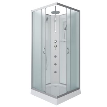 Душевая кабина Niagara Classic NG-1101-14BKTG (90х90х210) низкий поддон(13см),стекло матовое,3 места — фото 1, Душевые кабины