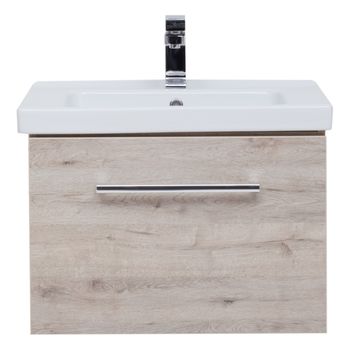 Тумба BIG INN, 65 см, подвесная, 1 ящик + выдвижной внутренний ящик, дуб кантри — фото 3, Тумбы под раковину