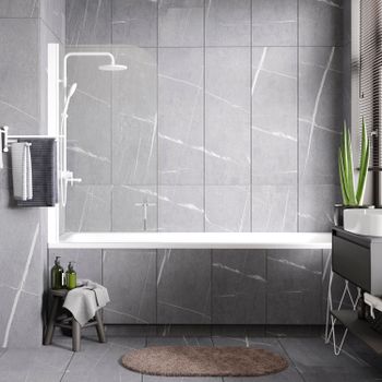 Leine 35P01-80WHITE Стеклянная шторка на ванну — фото 1, Шторки для ванной распашные