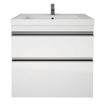 Тумба GRACE PLUS, 70 см, подвесная/напольная, 2 ящика, с опорами, белый глянец — фото 15, Тумбы под раковину