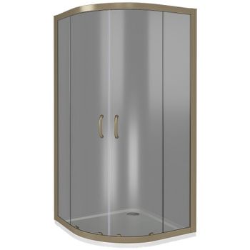 Душевой уголок Good Door Jazze 80x80 R-80-C-G профиль Золото стекло прозрачное — фото 1, Душевые уголки четверть круга