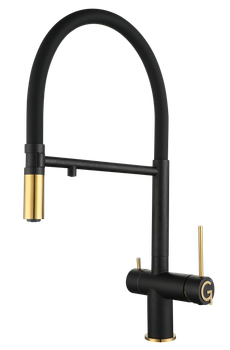Rivelato Смеситель для кухни Adria U-обр. гибкий излив с краном питьевой воды D-35мм antracite oro а — фото 1, Смесители для кухни