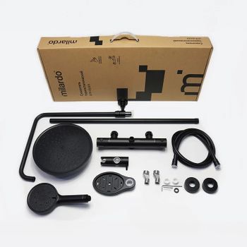 Душевая система Milardo Ideal Spa ILSBLTHM89 с термостатом Черная матовая — фото 4, Душевые стойки