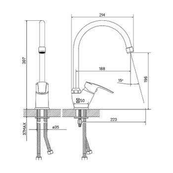 Смеситель для кухни Iddis Ray RAYSB00i05 Хром — фото 2, Смесители для кухни