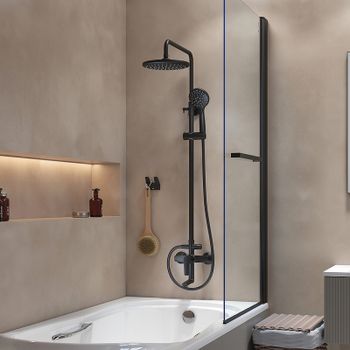 Душевая система Iddis Ray RAYBL3Fi06 Черная матовая — фото 5, Душевые стойки